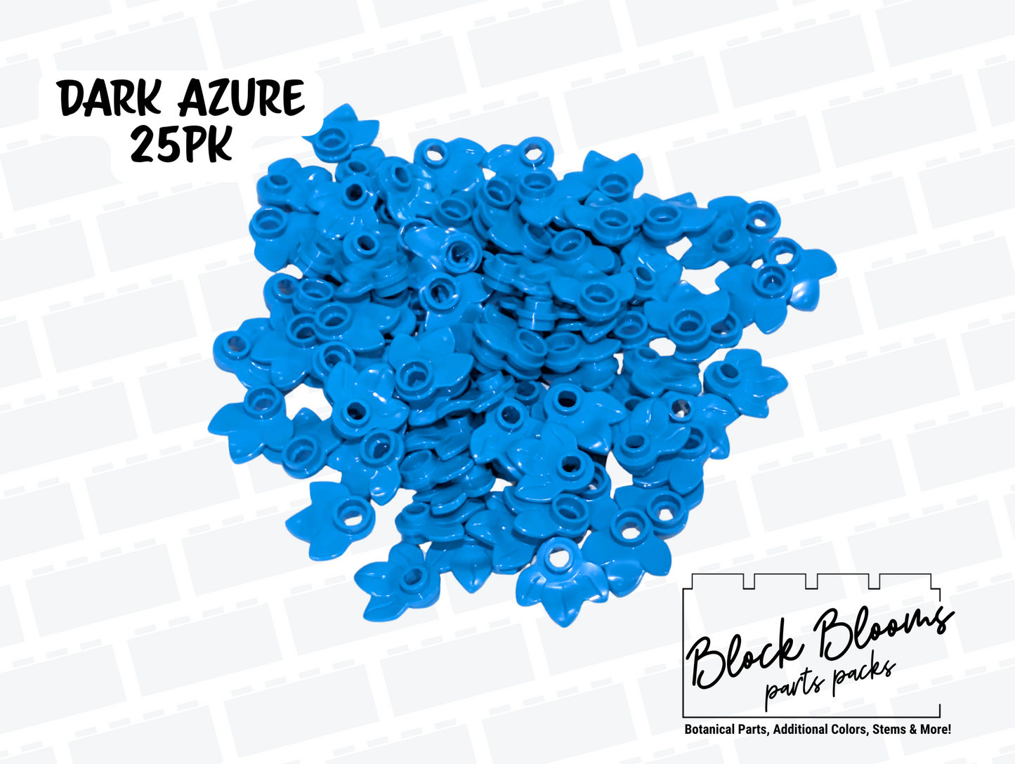 LEGO® 25pk - Dark Azure Flower Petals - 3-Leaf Plates