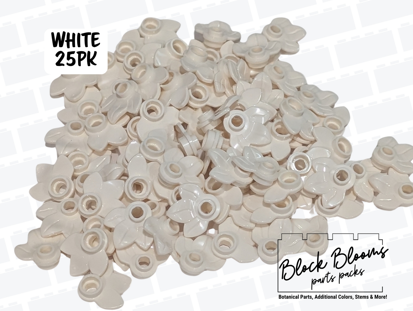 LEGO® 25pk - White Flower Petals - 3-Leaf Plates