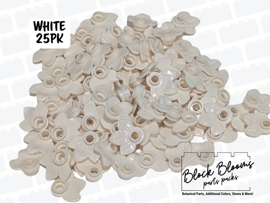 LEGO® 25pk - White Flower Petals - 3-Leaf Plates